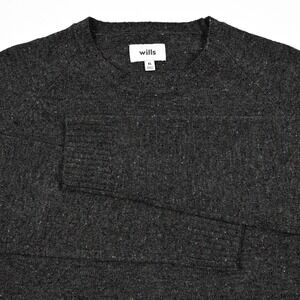 Wills Mens Dark Gray Speckled Crew Neck 100% Wool Sweater Size XL Huckberry